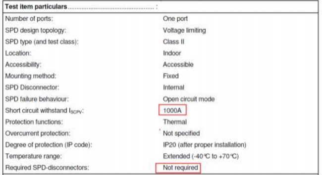 光伏直流SPD—TUV測試報告截圖